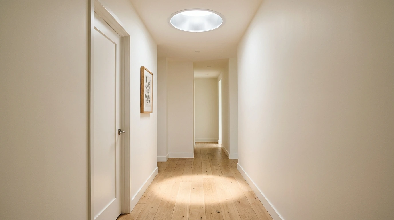 Puits de lumière éclairant un couloir