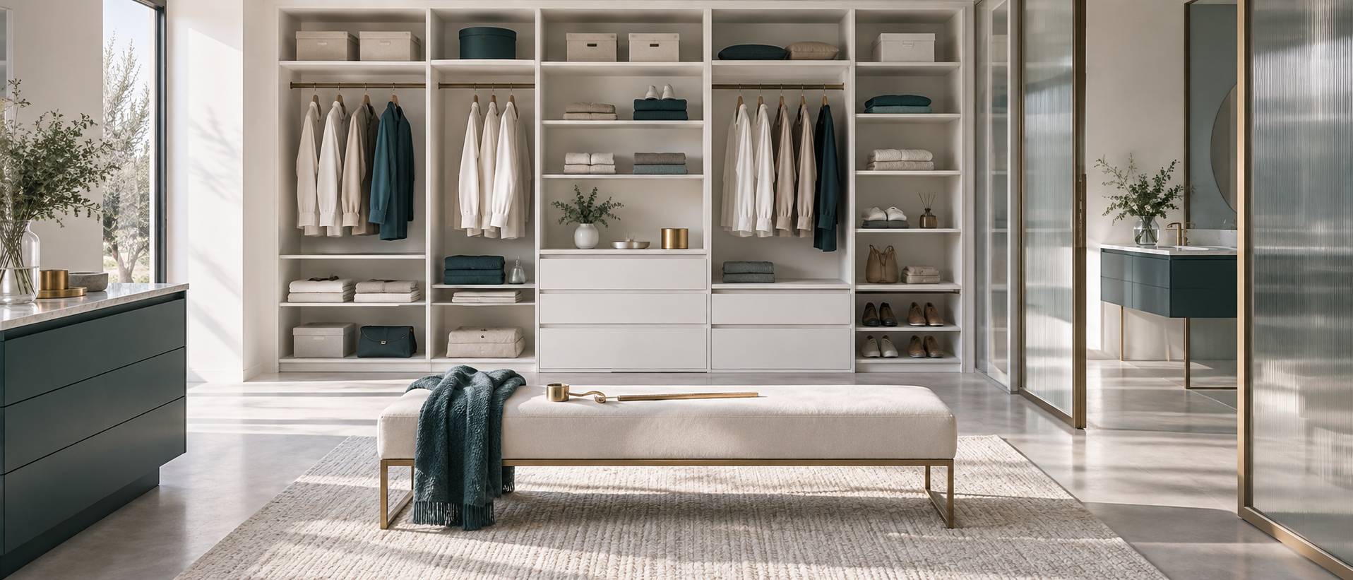 Illustration éditoriale du sujet : Inspiration et astuces pour aménager votre dressing et optimiser vos rangements