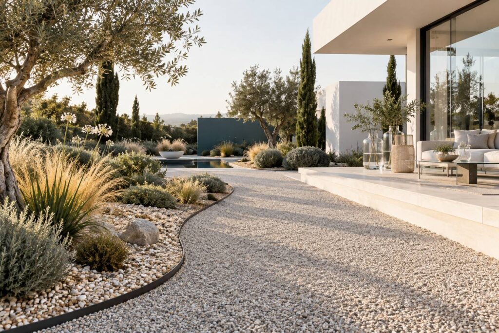 Illustration éditoriale du sujet : Inspirez votre jardin : 10 idées créatives pour sublimer vos espaces avec du gravier