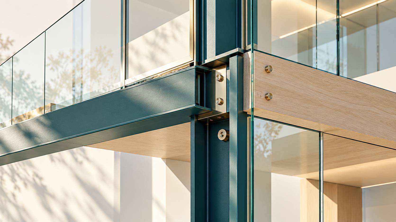 Detail d'assemblage d'un module architectural en bois et metal