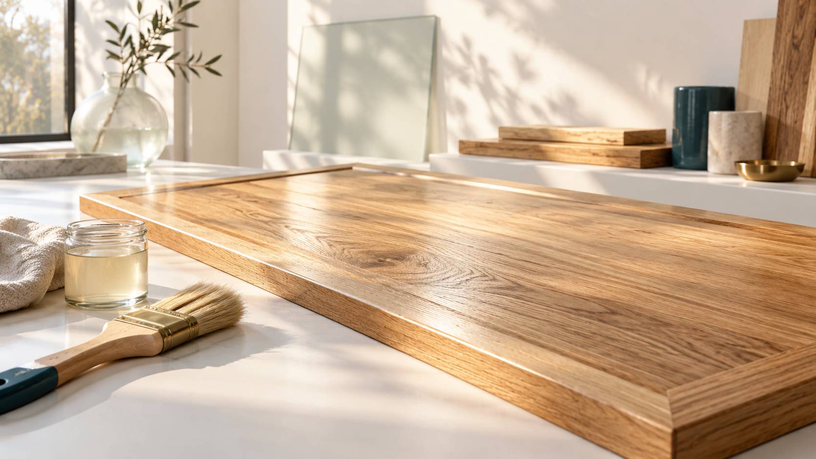 Panneau de meuble en bois fini avec veines mises en valeur